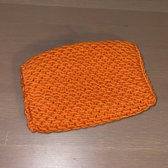 Vintage Handknit Orange Cosmetics / Purse Organization Pouch - Picture 3 of 7
